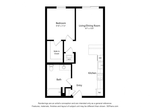 The Line 2D Floor Plan - 1x1 e